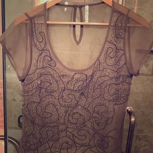 Embellished lavender-grey blouse